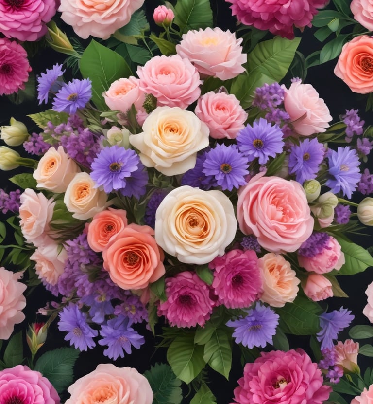 Seasonal wildflowers gathered in a rustic, airy basket on a wooden table.