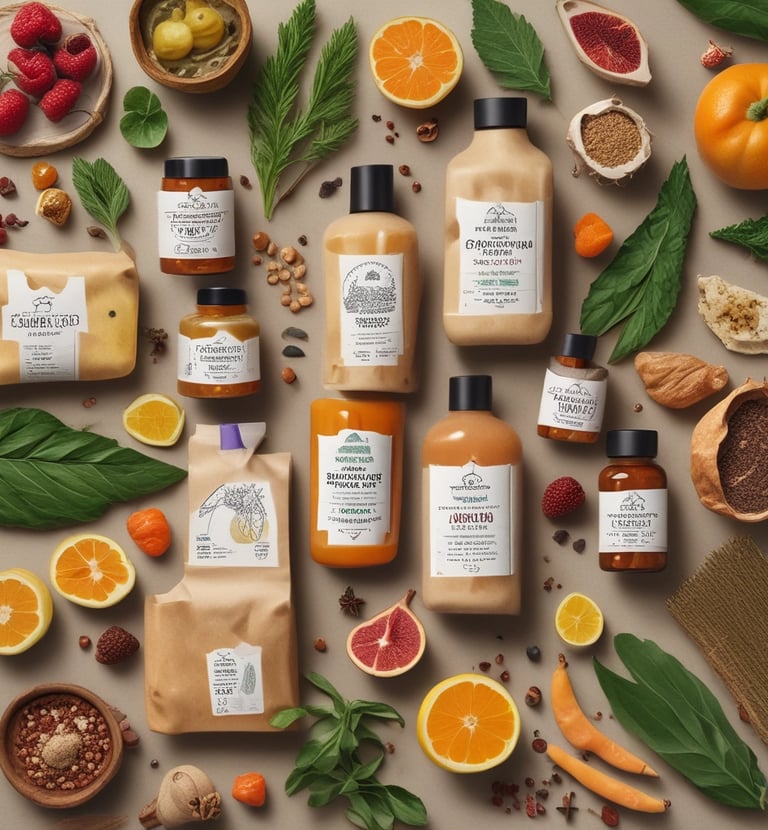 A serene setting showcasing herbal products and wellness items.