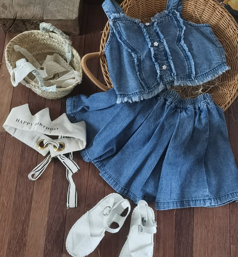 stylished denim set for kids 1-3years old at zeemian