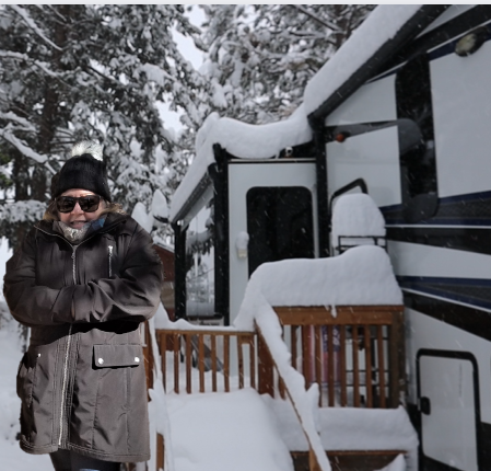 RV covered in snow