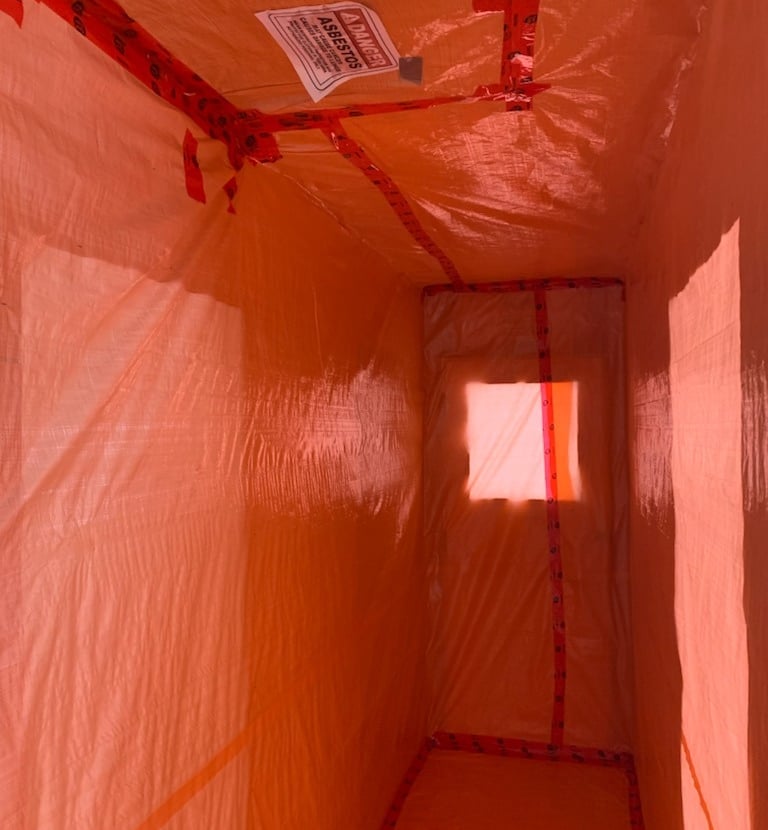 Orange Poly containment of a room