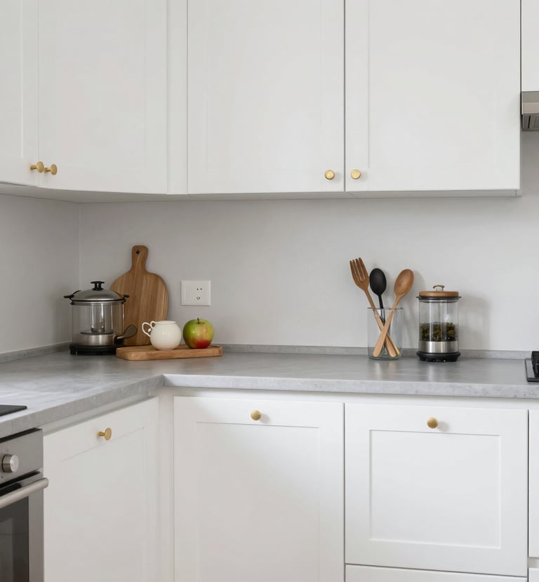 A minimalist kitchen showcasing matte black cabinets with clean lines.