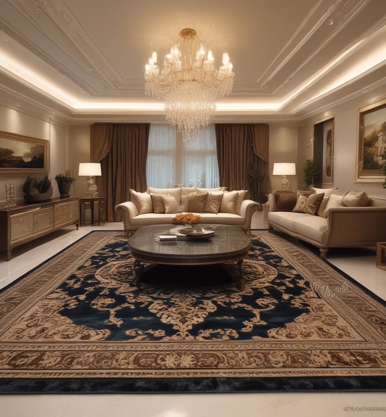 Dining area with a wooden table and comfortable chairs under soft lighting