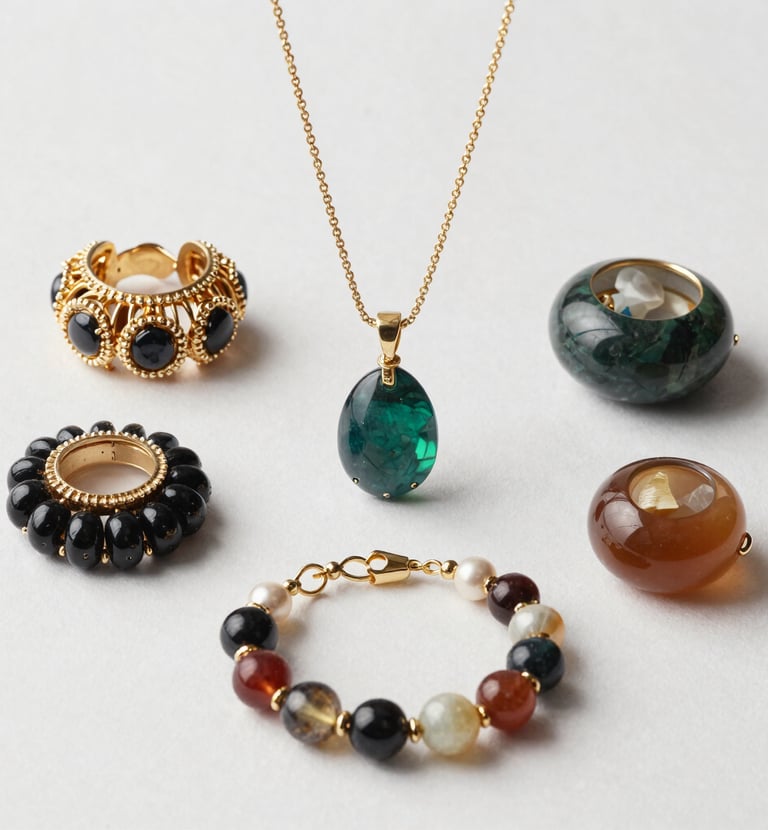 Art and craft items displayed with delicate textures and vibrant colors under soft lighting.