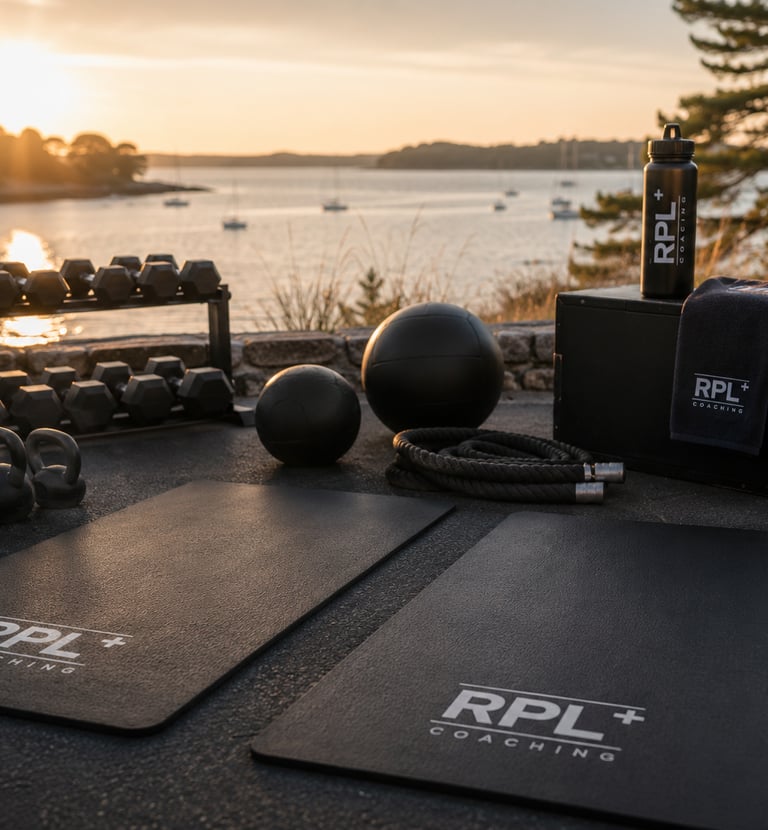 Matériel de coaching sportif RPL+ au coucher du soleil dans le Golfe du Morbihan