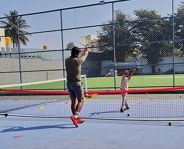 Coach Rohan working with Red ball player