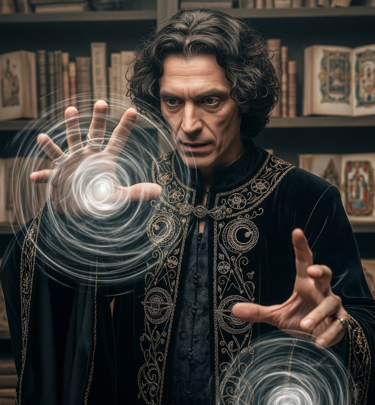 Three worlds are turned upside down when a warrior loves a sorcerer, and a scientist is murdered.