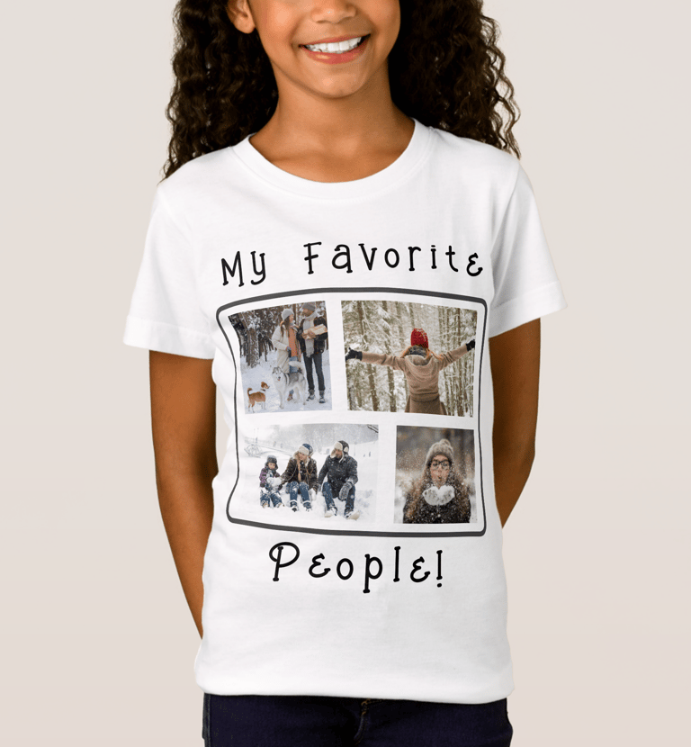 Personalize this shirt with 4 photos.  Use for a vacation together, a trip to the beach fair or park