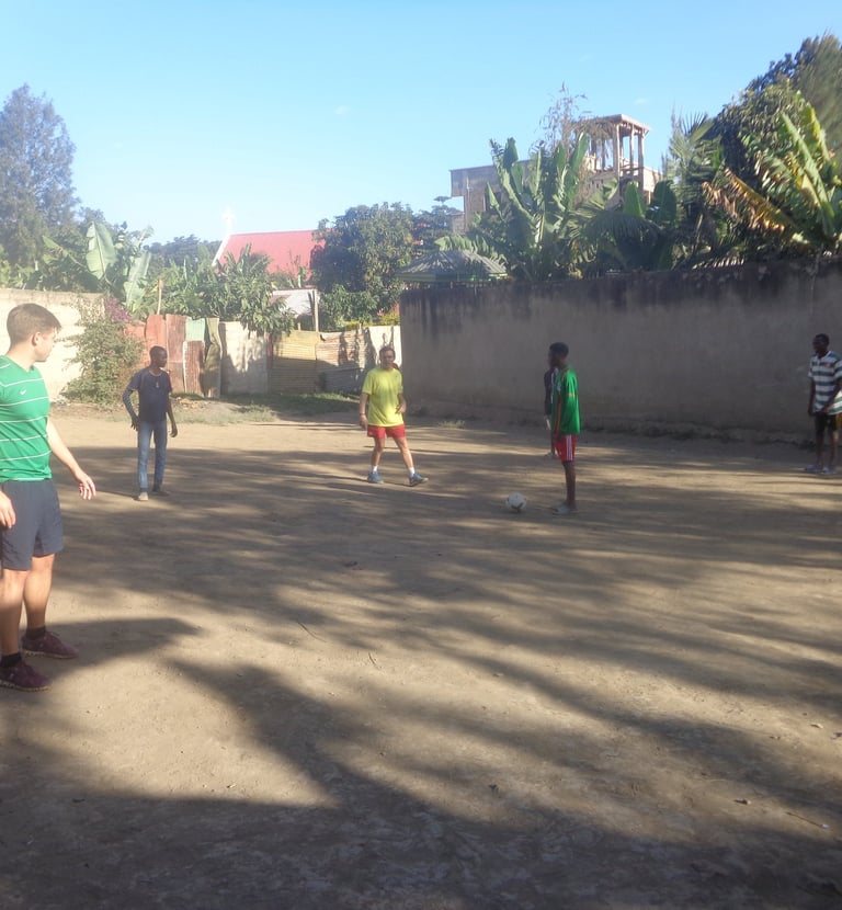 Volunteers in the football field
