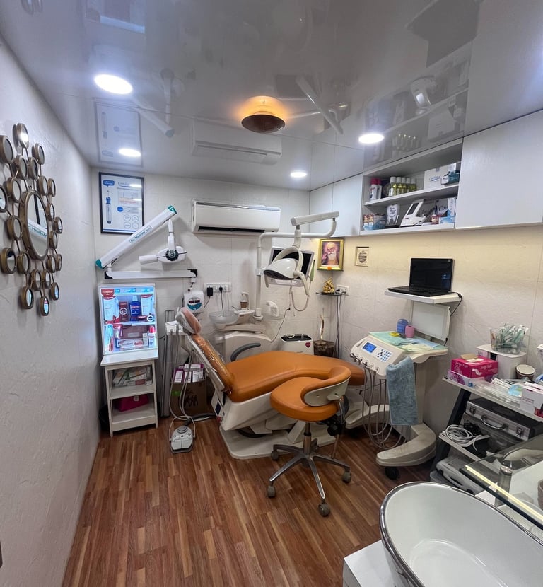Dr Seema Sheen Aesthetics dental room with a chair and a sink