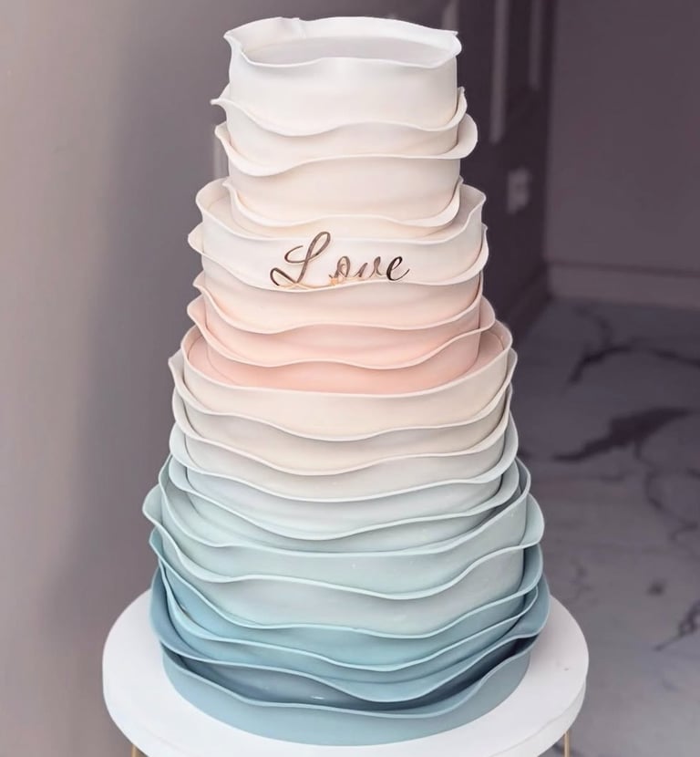 a cake with a cake topperf on a table