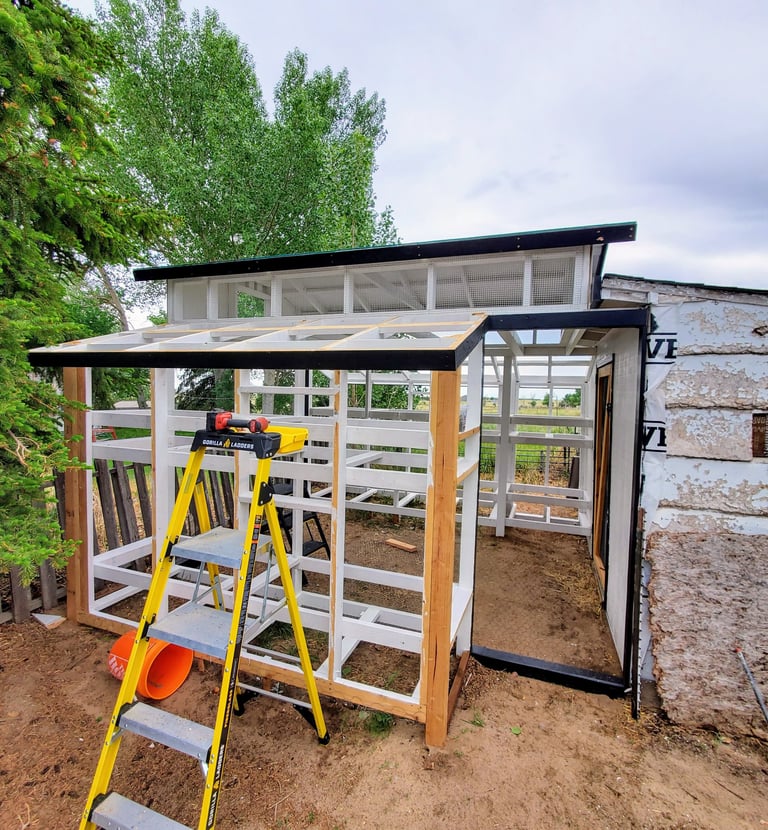 Framing and panel work on custom rabbit barn on a ranch near Colorado Springs in El Paso County.
