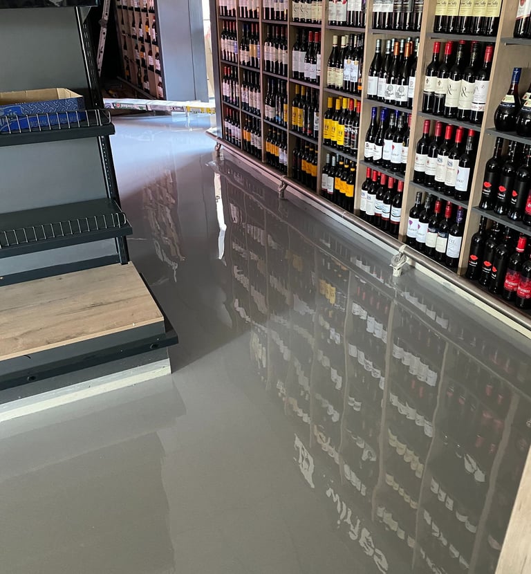 Warehouse epoxy floor system by Tswanacrete Botswana, delivering a strong, dust-free and seamless industrial surface