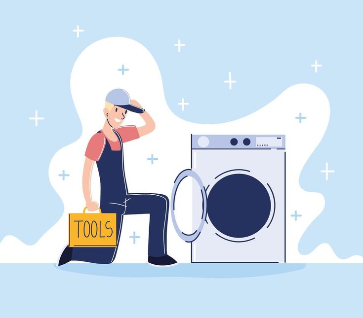 a man in overalls and a hat with a toolbox on it