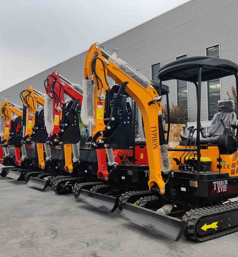 TYPHON TERROR XVIII mini excavators on parade