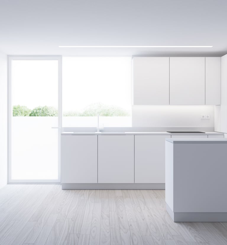 cocina en entorno rural luz blanca