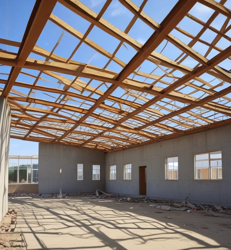 The interior view showcases an architectural structure with organic, flowing curves and textured surfaces. The design features multiple levels and open spaces, with people visible on different floors. The structure allows natural light to enter through the apertures, illuminating the space.
