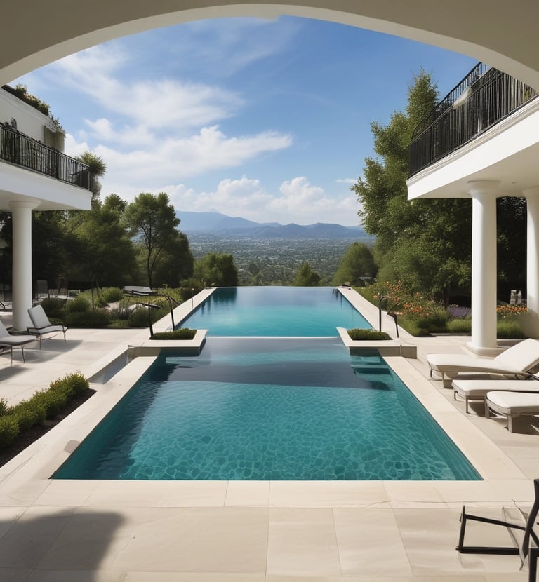 A serene backyard with lush greenery and a comfortable seating area.