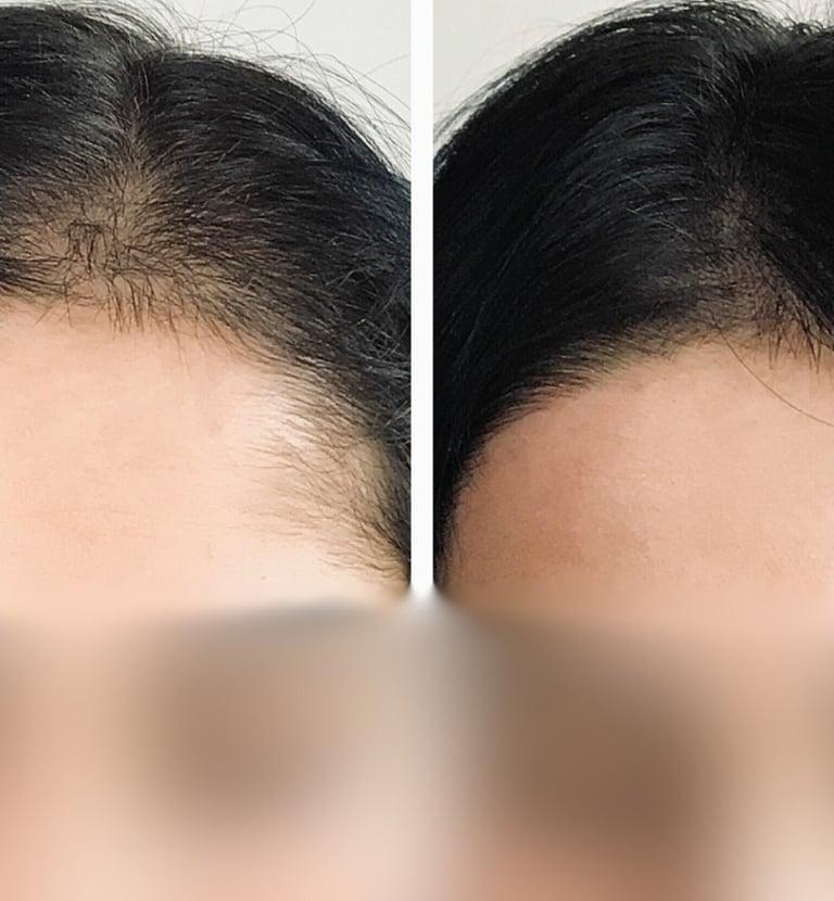 Tricopigmentation Avant Après Calvitie Perte de Densité Capillaire Femme