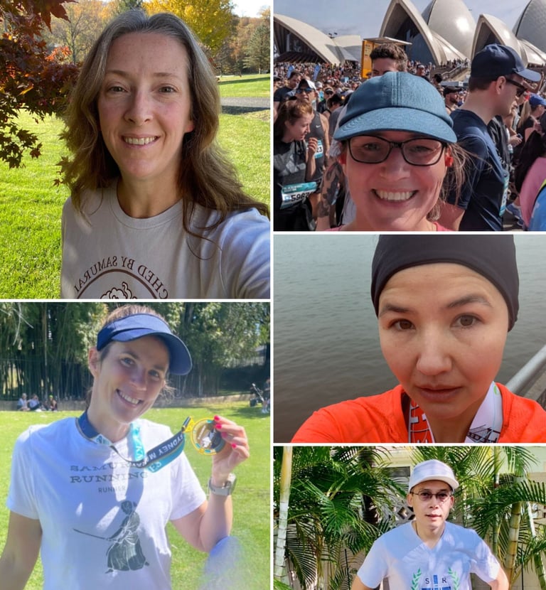 Samurai Running Online clients with their medals after successful races.