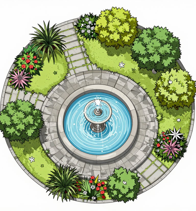 Map of a property with precise water flow calculations and pipe routes.