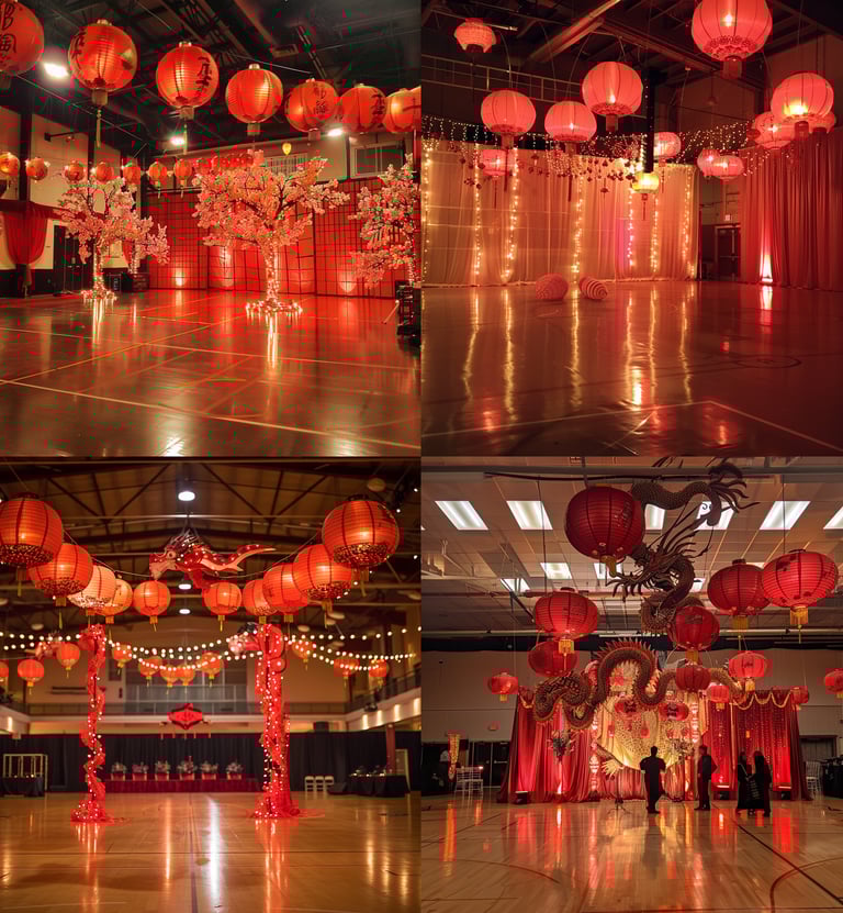 Chinese New Year event setup on college campus