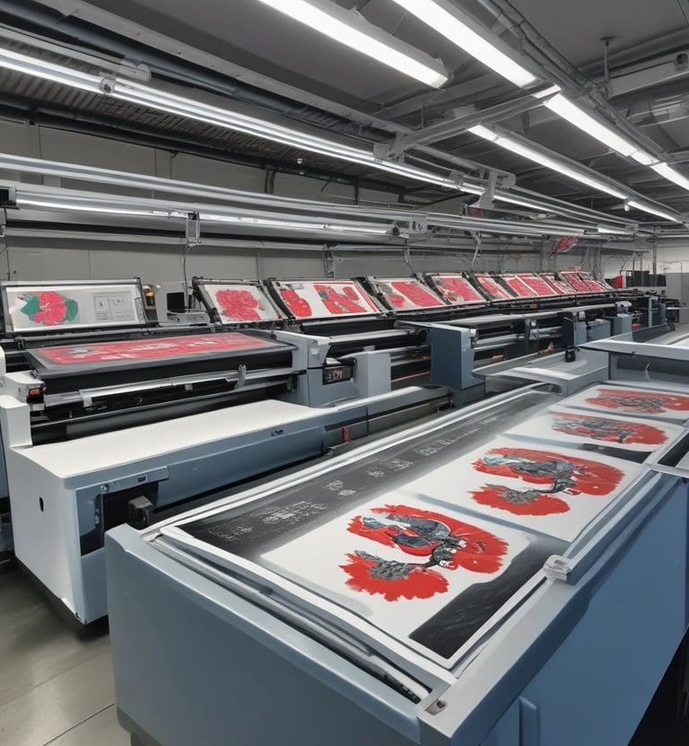 several printed pictures ready to be pressed onto textiles