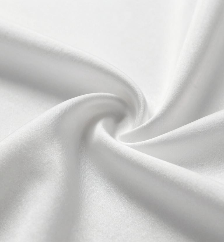 Close-up detail of high-end white silk fabric with intricate textures, captured in a minimalist studio setting using professional lighting that emphasizes the craftsmanship, using a palette of #F8F8F8 and #D0D0D0.