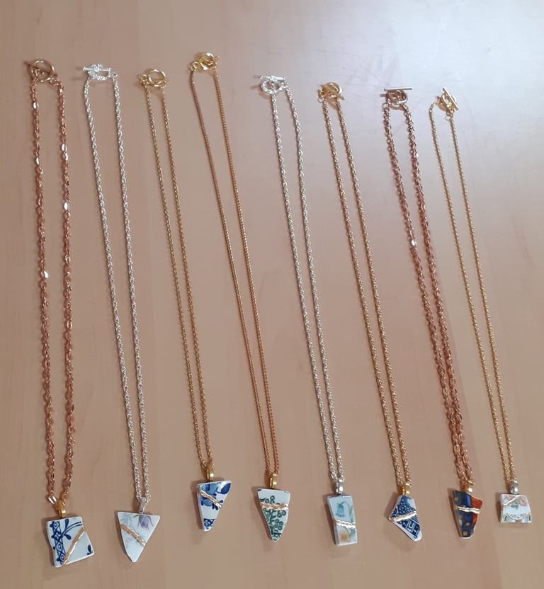 Kintsugi necklaces made by Mandy Garratt