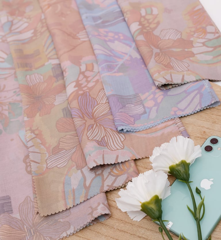 a hijab catalog with flowers on it