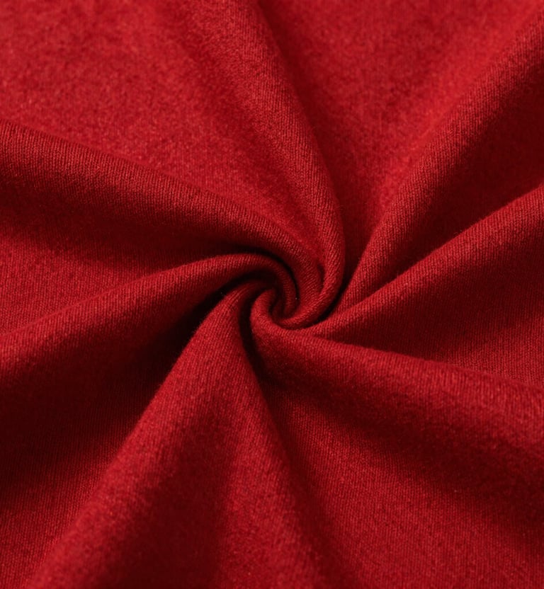 Close-up of a soft red sweatshirt fabric 