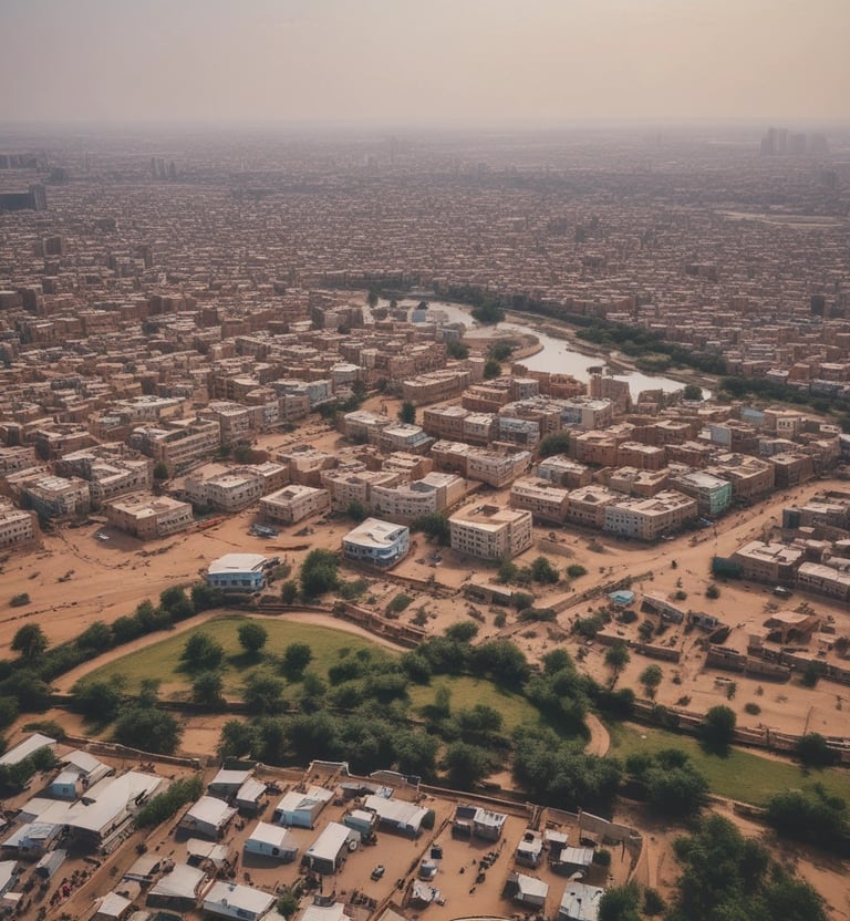 An aerial view of Khartoum highlighting its vibrant cityscape.