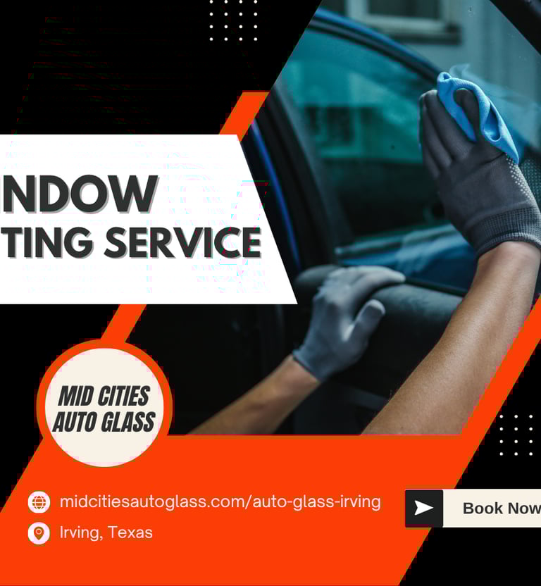 a person cleaning a car window with a window tinting glass