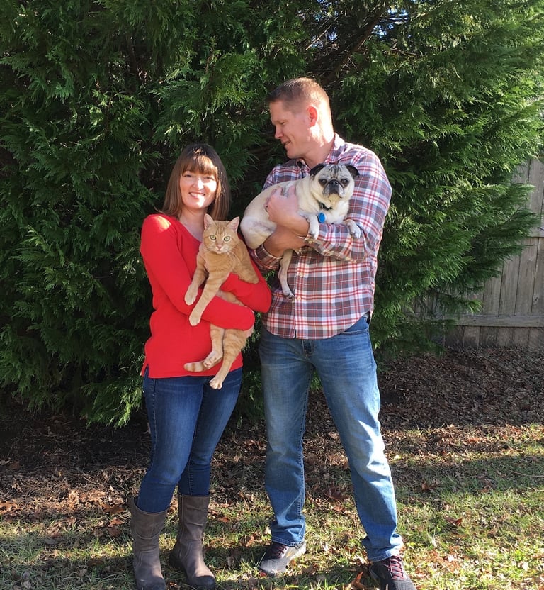 family photo with beloved pets