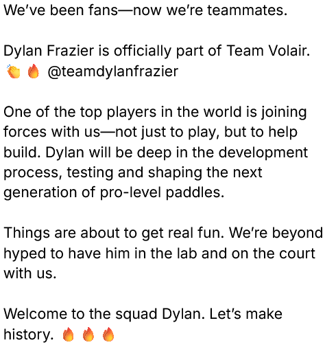 Dylan Frazier | Volair | Announcement