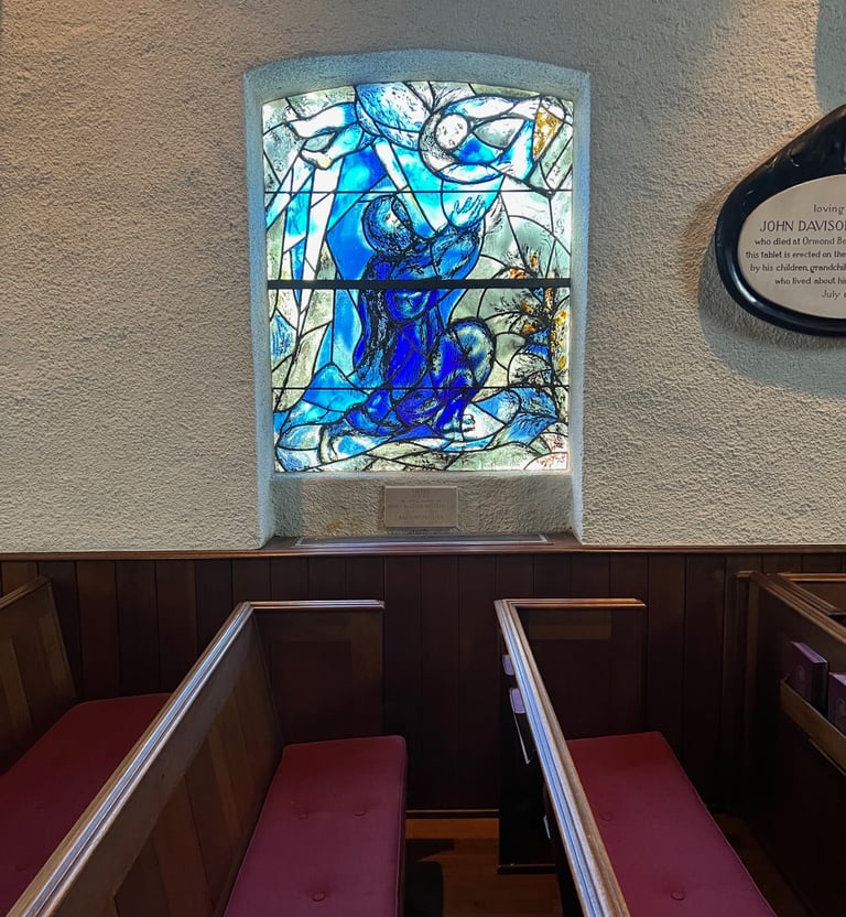 A spiritual moment looking at a Chagall Window