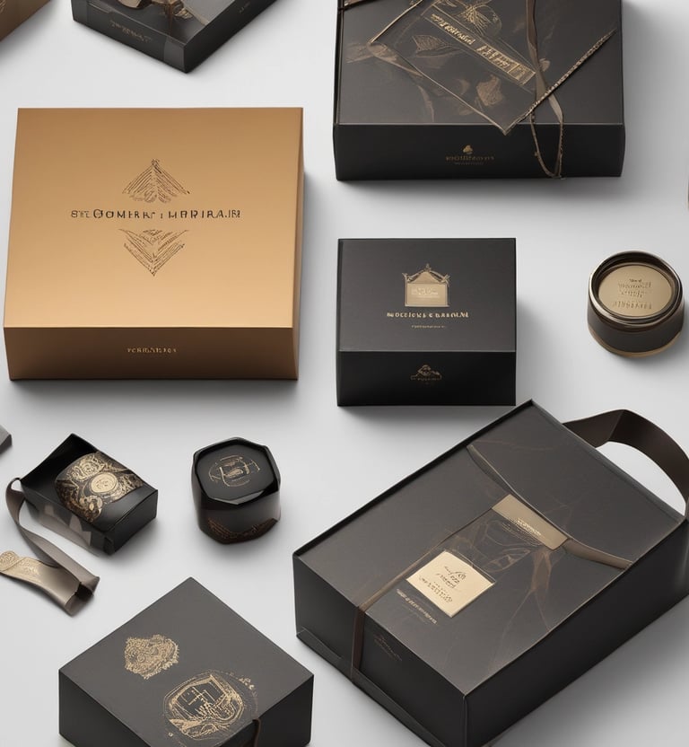 Stacked jewelry boxes with intricate designs on a minimal background