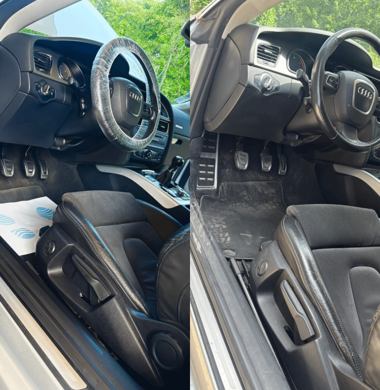 Comparaison avant et après nettoyage automobile réalisé par Grans'Auto Cleaner