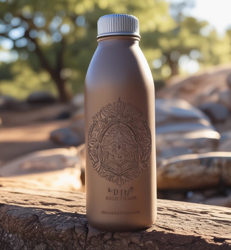 A sleek stainless steel water bottle featuring a custom laser-etched name