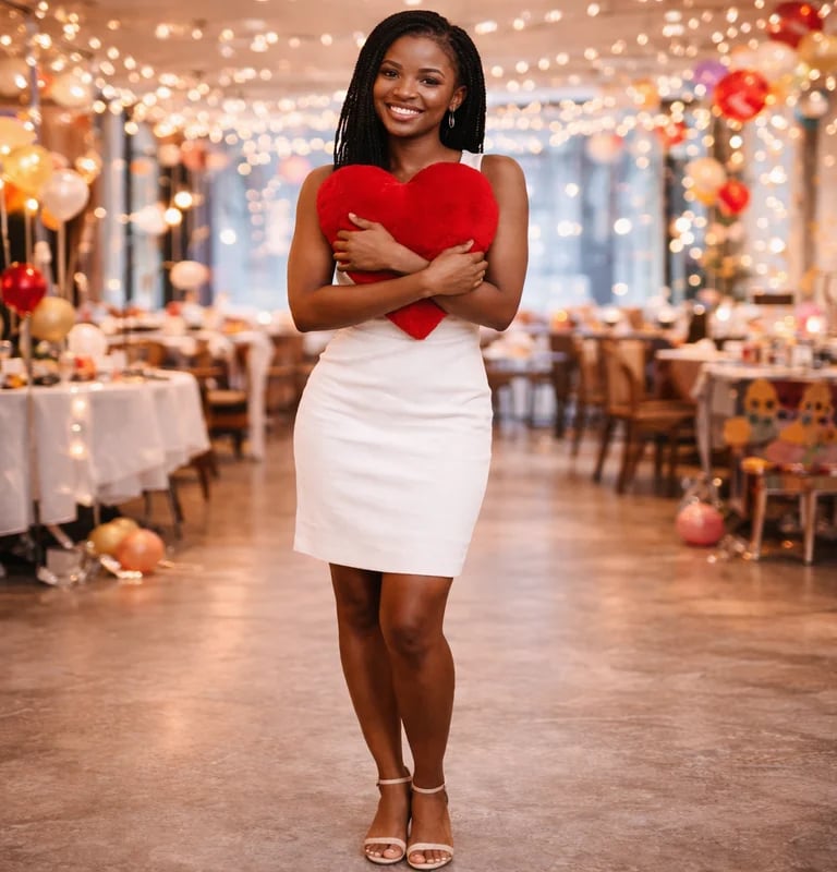 Femme africaine élégante tenant un cœur symbole de relation sincère