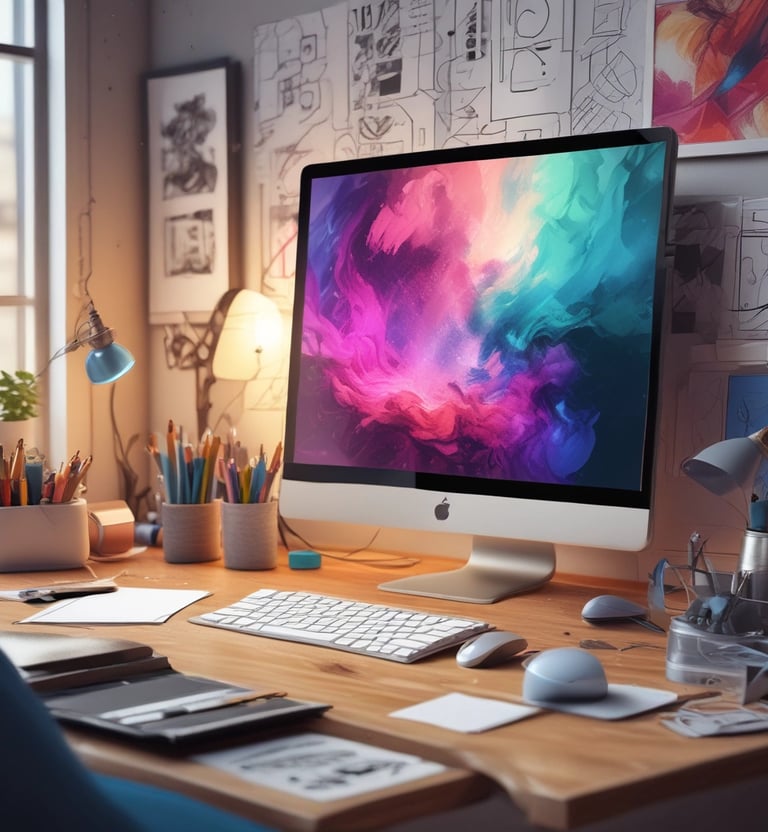 Vibrant 3D artwork showcasing a futuristic cityscape concept