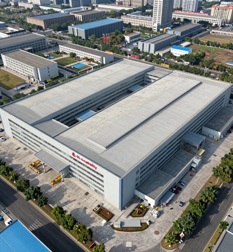 Modern aluminium windows and doors lined up ready for shipment in a spacious factory