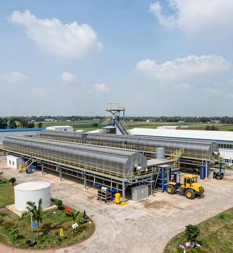 Water sanitation facility, highlighting scale and precision.