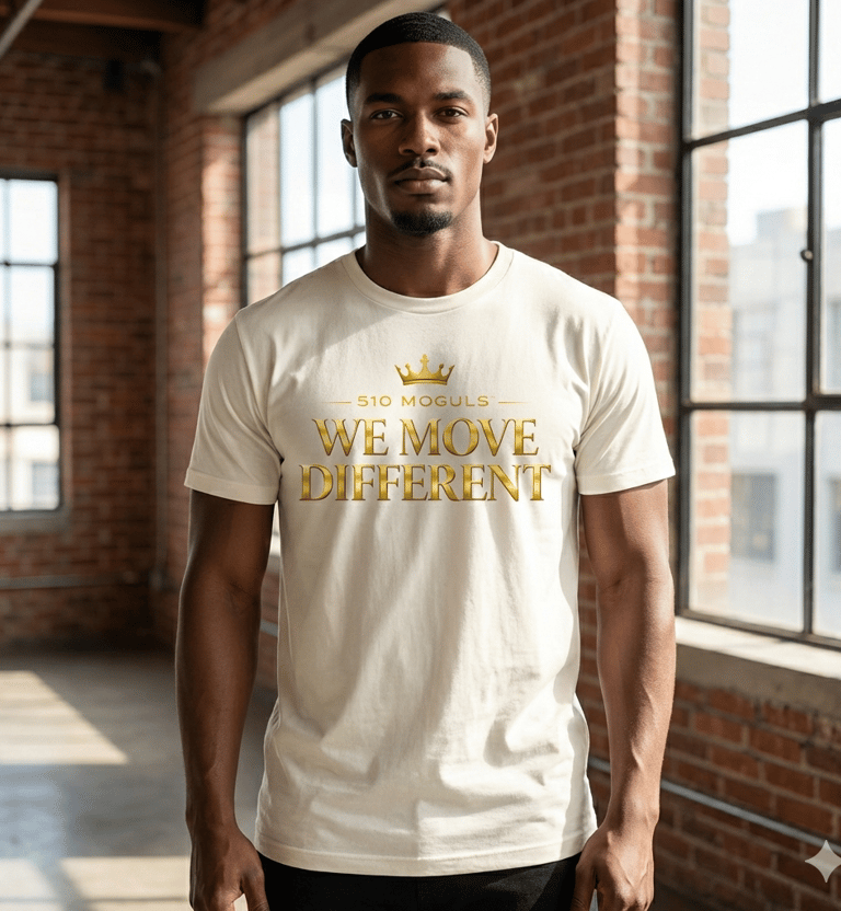 a man in a white shirt with a crown on his chest