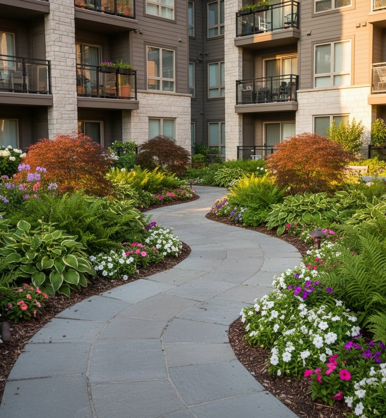 Pathway with plants on each side