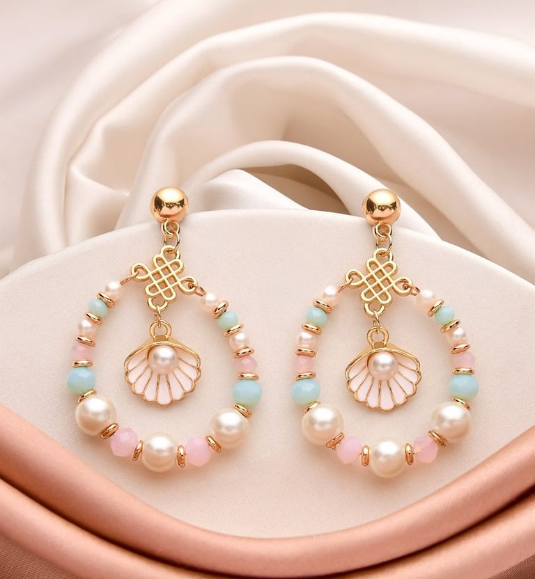 The Spunky Shell - Golden Embellished Earrings