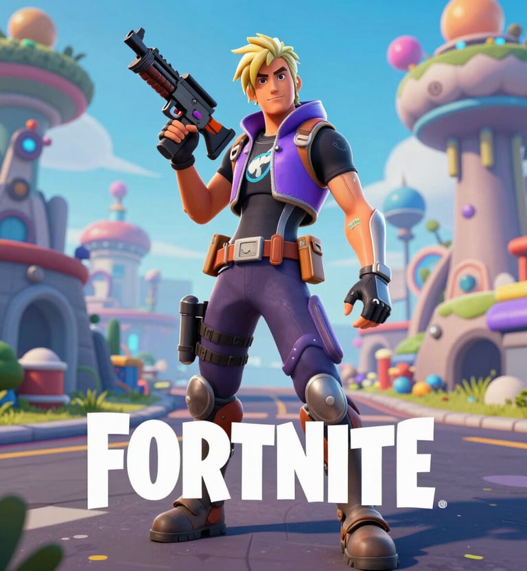 Colorful neon-lit Roblox avatar in a dynamic gaming environment