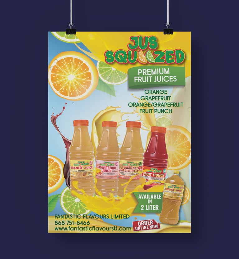 A poster for fresh Juices