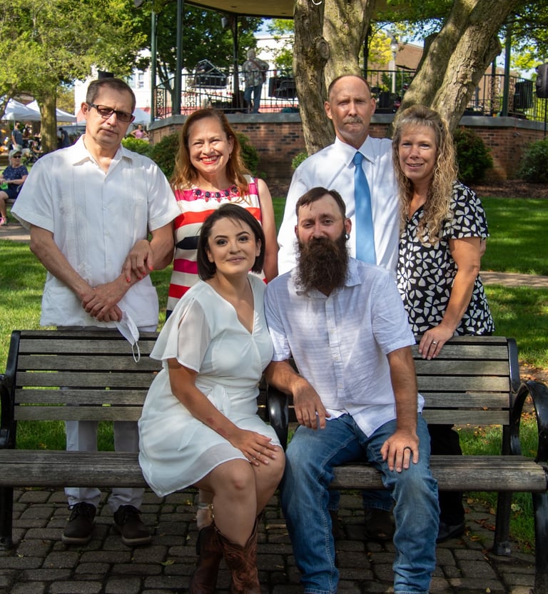 a family posing for a family photo