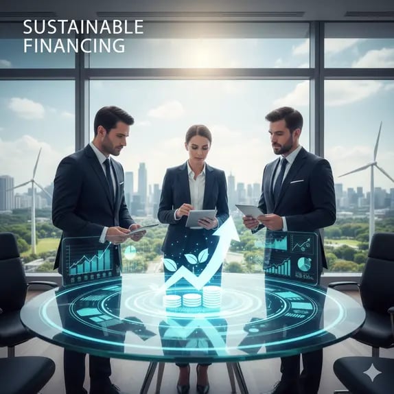 Financiamiento sostenible México: ilustración de inversiones ecológicas ESG con líneas de crédito para MIPYMES en crecimiento